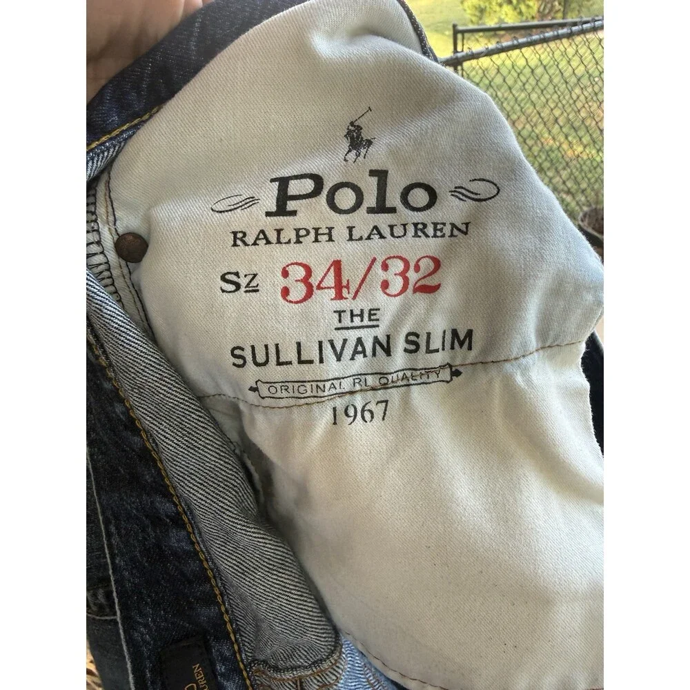 Polo Ralph Lauren Sullivan Slim Jeans Mens 34x32 Blue Denim Cotton 5 Pocket